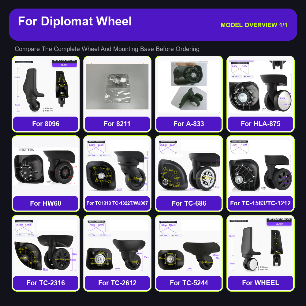 Silent Replacement Luggage Wheels - عجلات بديلة متينة لحقائب السفر، مناسبة