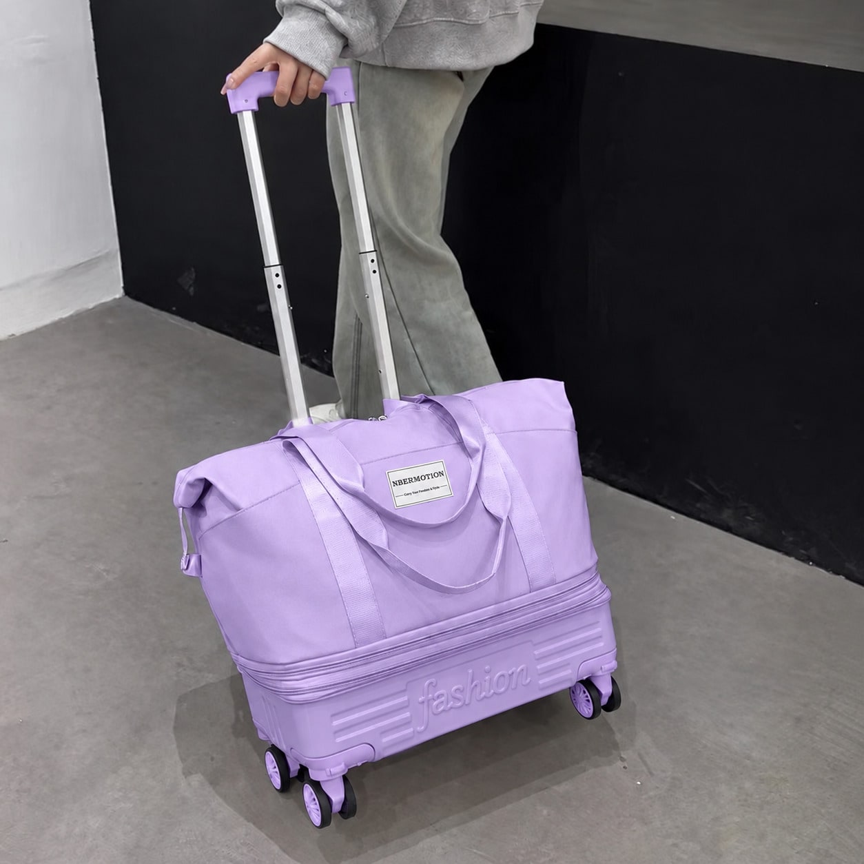 Foldable Rolling Luggage Bag - حقيبة سفر قابلة للتمدد بعجلات، حقيبة