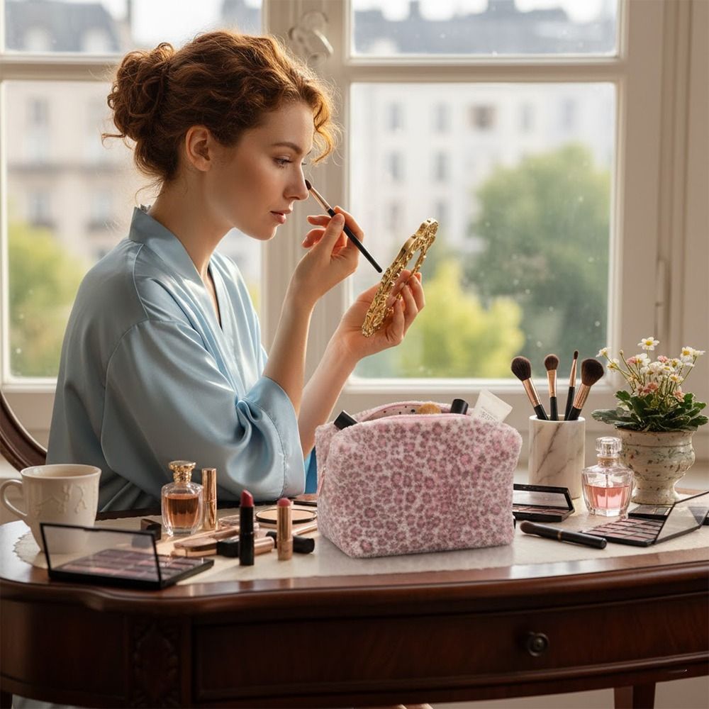 Cosmetic Bags - حقيبة مكياج متينة وناعمة الملمس، بتصميم