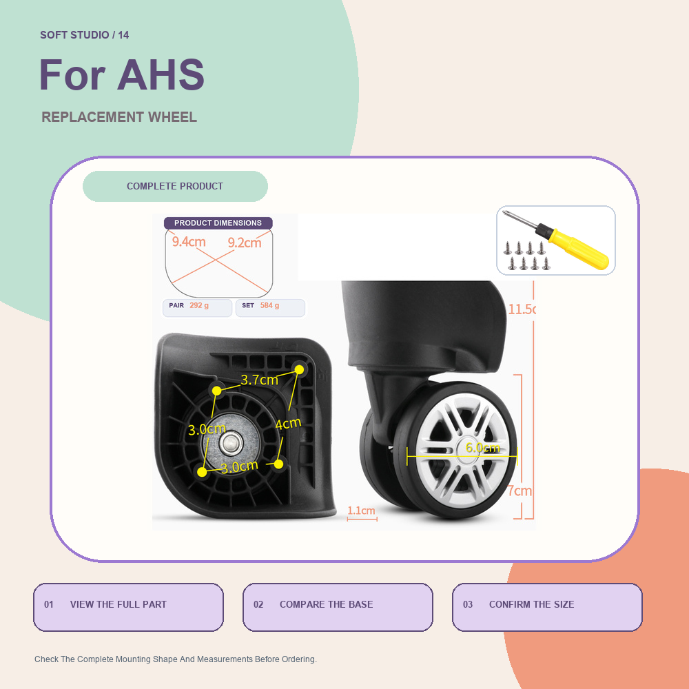 Silent Replacement Luggage Wheels - عجلة بديلة لعجلات حقائب السفر، مصممة
