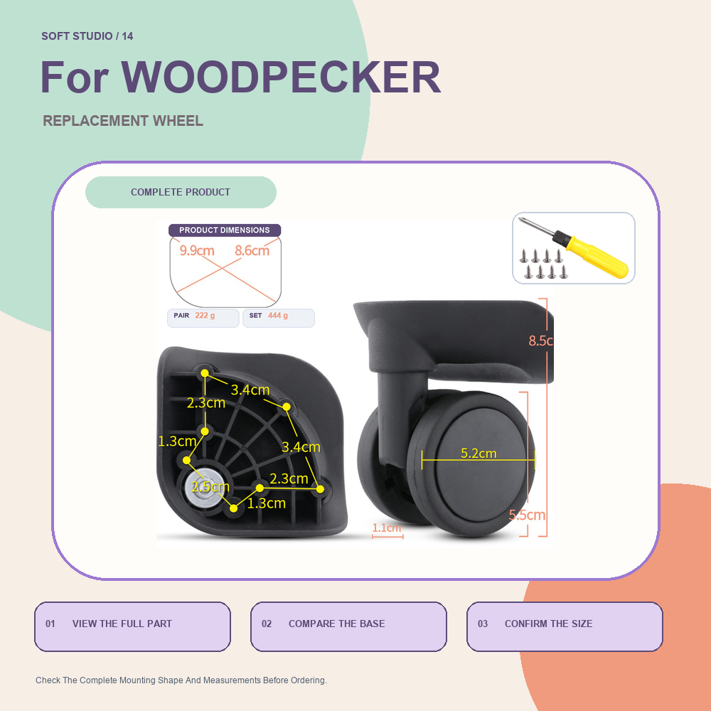 Silent Replacement Luggage Wheels - عجلات بديلة متينة للأمتعة، مصممة خصيصًا