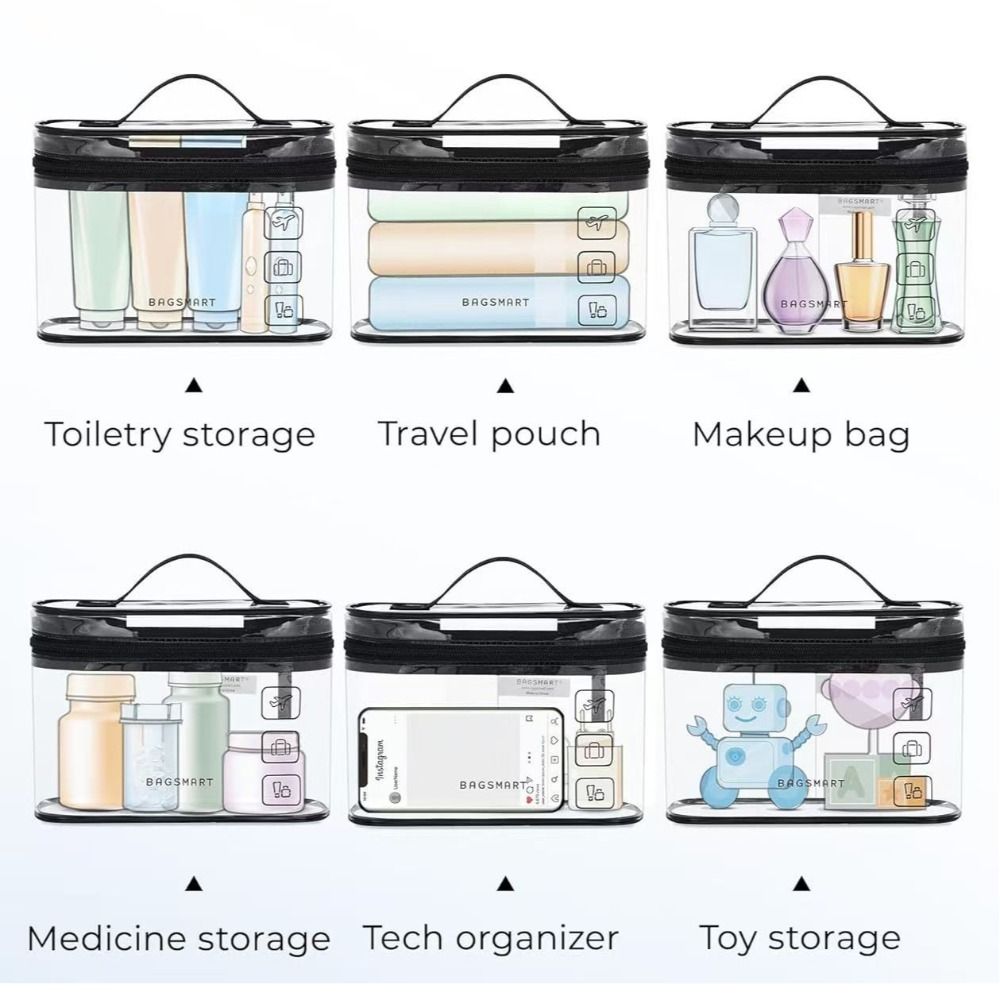 Cosmetic Bags - حقيبة أدوات تجميل محمولة شفافة كبيرة