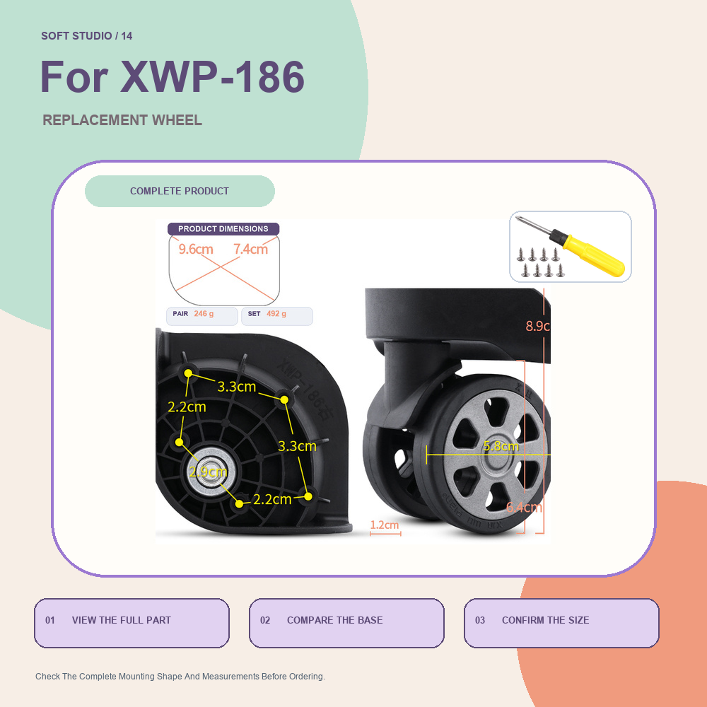 Silent Replacement Luggage Wheels - عجلة بديلة لعجلات حقائب السفر، مناسبة