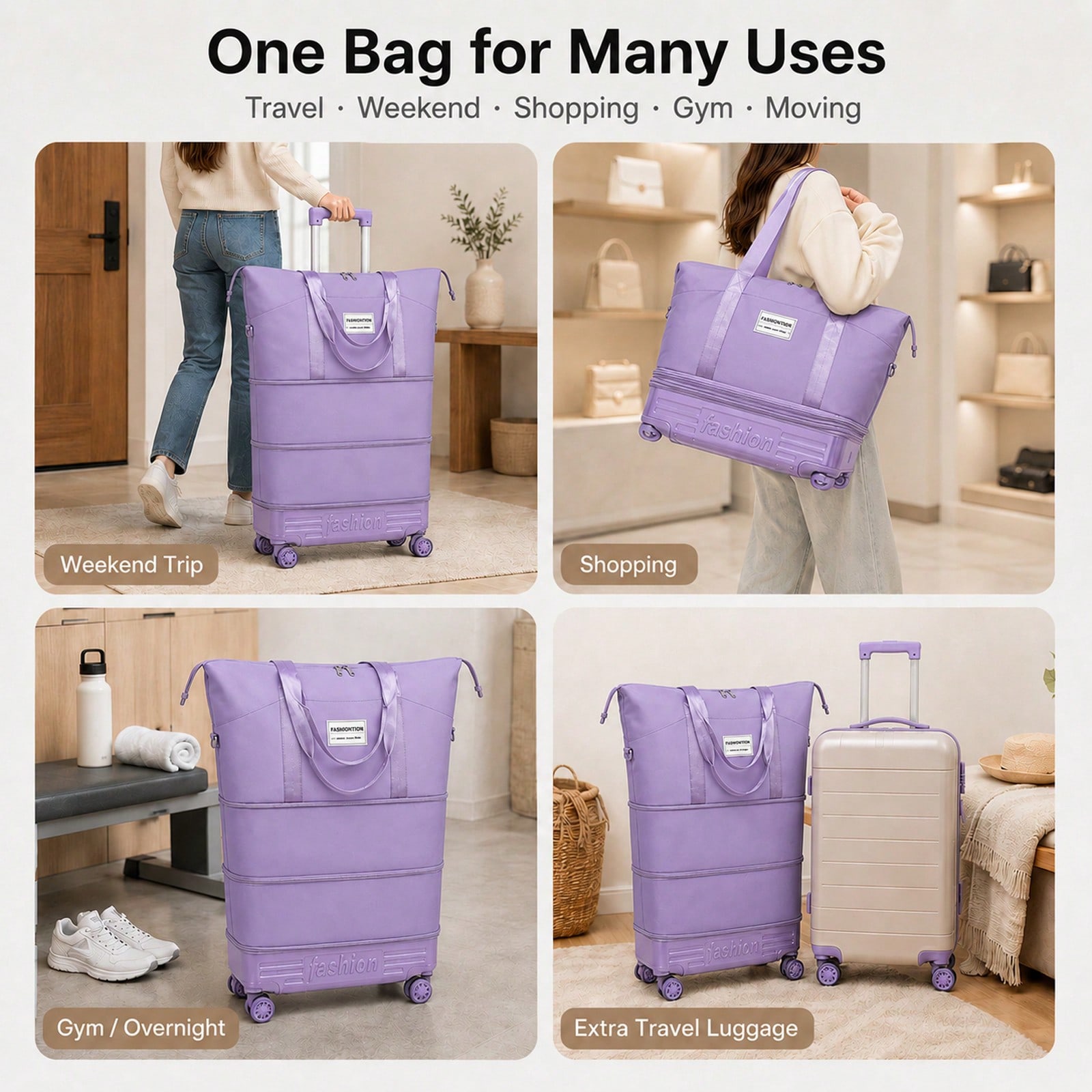 حقيبة سفر قابلة للتمدد بعجلات، - مراجعة Foldable Rolling Luggage Bag وسعره