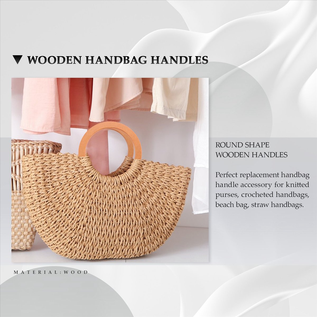 4 قطع مقابض خشبية مستديرة الشك - مراجعة Handbags وسعره